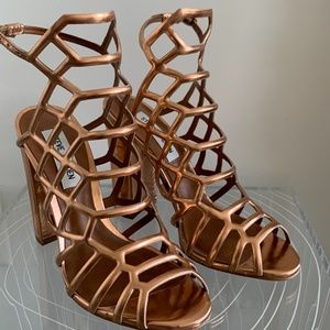 Steve Madden rose gold cage heel